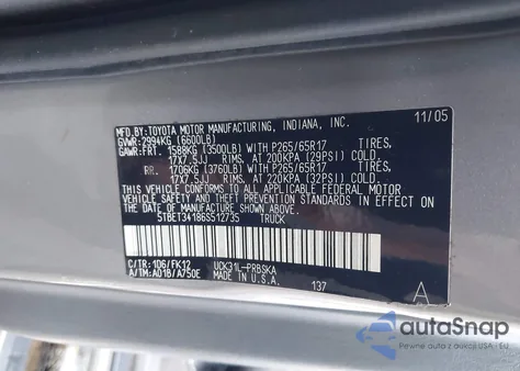 2006 Toyota Tundra Sr5 V8 from USA, damaged, VIN 5TBET34186S512735